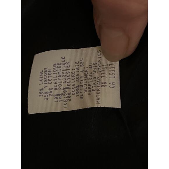 Betsey Johnson New York Black & Gild Shimmer Duster Coat, faux fur lapel size‎ S - Picture 11 of 13